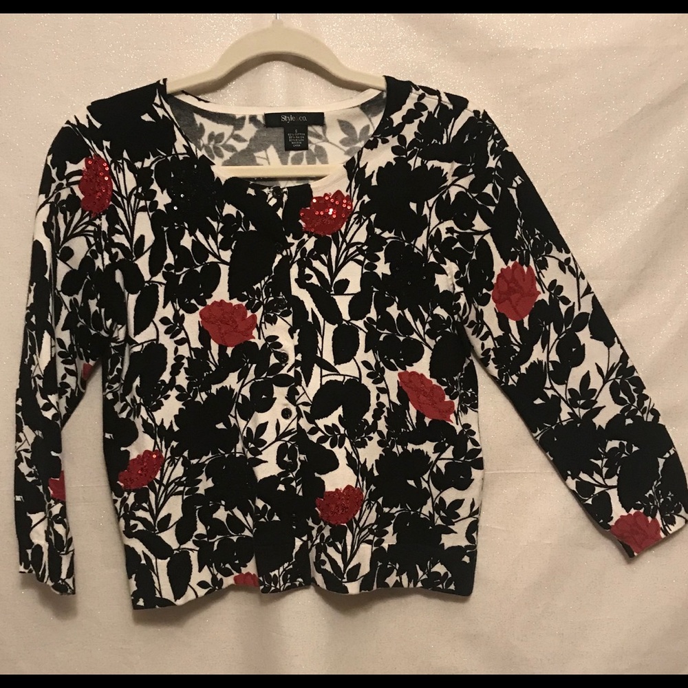 Style & Co Back Floral Cardigan